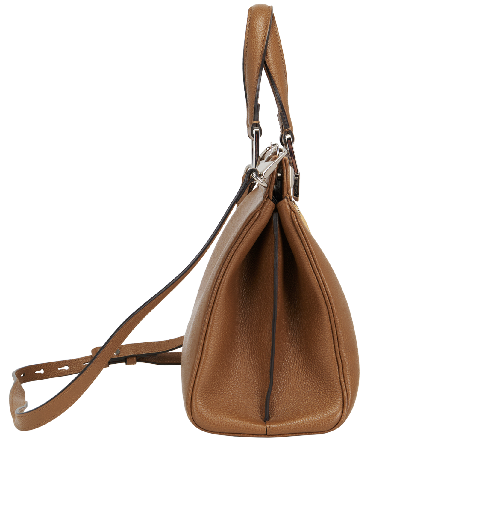Medium Zumi Top Handle, &pound;750, Handbags, Tan, Leather, Side view